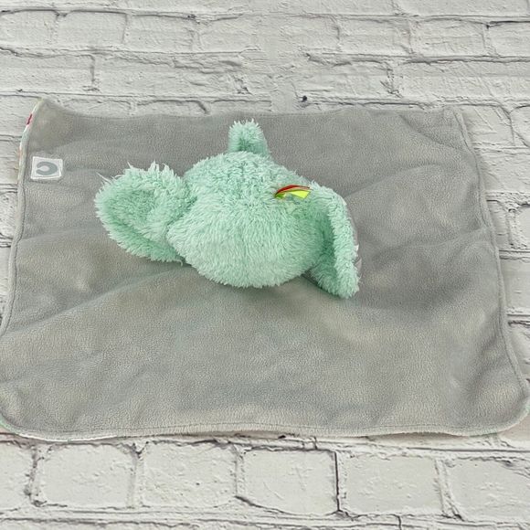 Boppy Elephant Lovey Baby Security Blanket Aqua Finger Puppet Chevron Satin Back - Picture 7 of 8